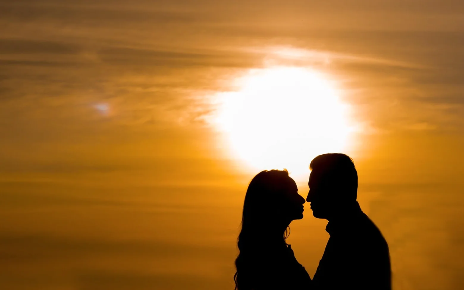 Couple, nature and silhouette