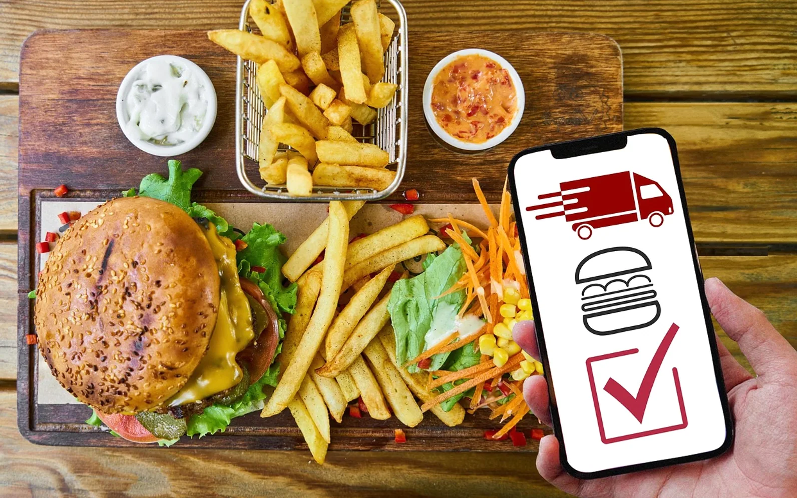 Fast food, delivery and online